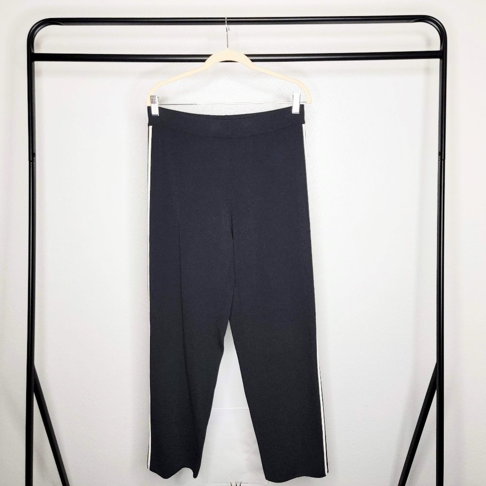 Chico's Women's Vintage Y2K Black w/ White Stripe Heavy Knit Track Pants